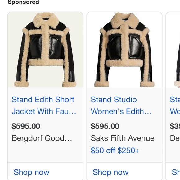 Stand Studio Black Faux Leather Shearling Edith Jacket Cropped 6/42 IT - Picture 5 of 5